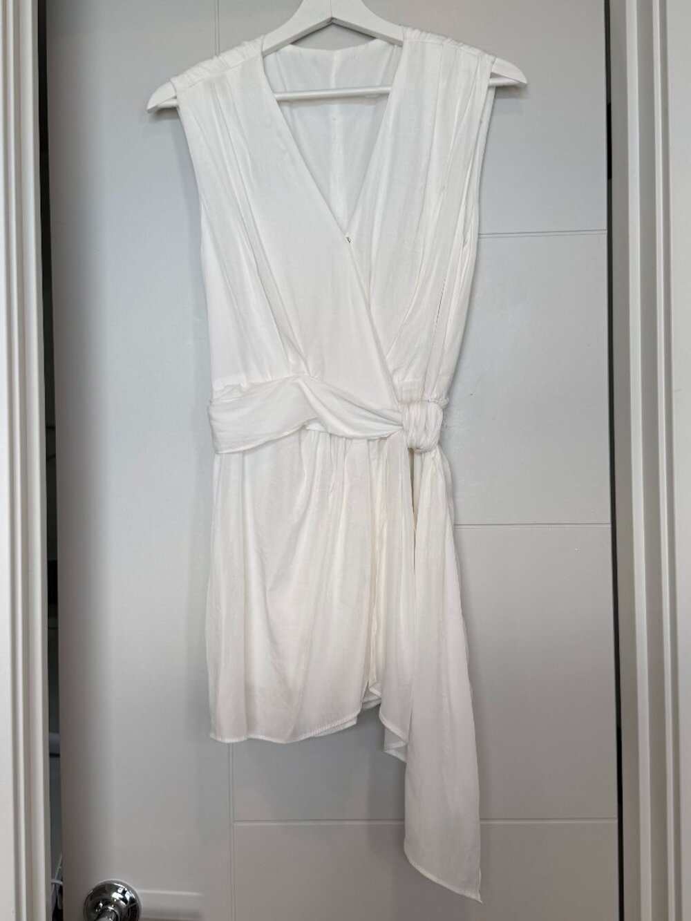 White Sleeveless Wrap Romper size Small